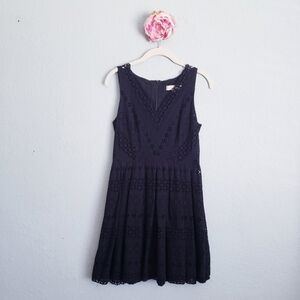 LOFT Black Eyelet Dress